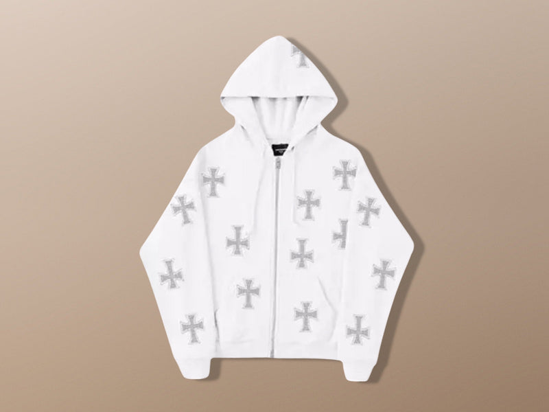 Harajuku Cross Rhinestone Grunge Hoodie