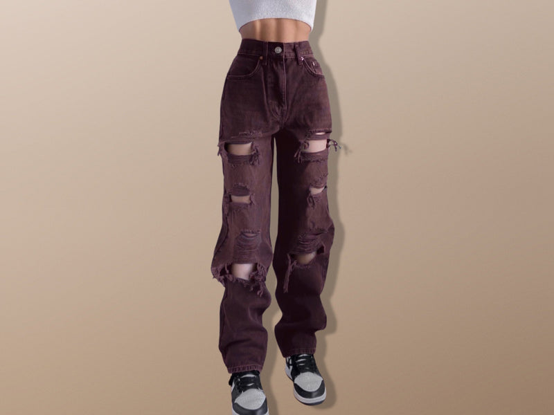 Vintage Ripped Distressed Streetwear Hip Hop Jeans - High Waist Denim Pants
