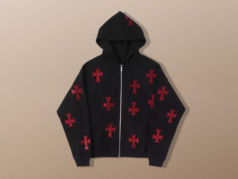 Harajuku Cross Rhinestone Grunge Hoodie