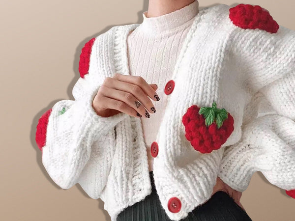 Cute Strawberry Knit Sweater Harajuku Fruity Cardigan