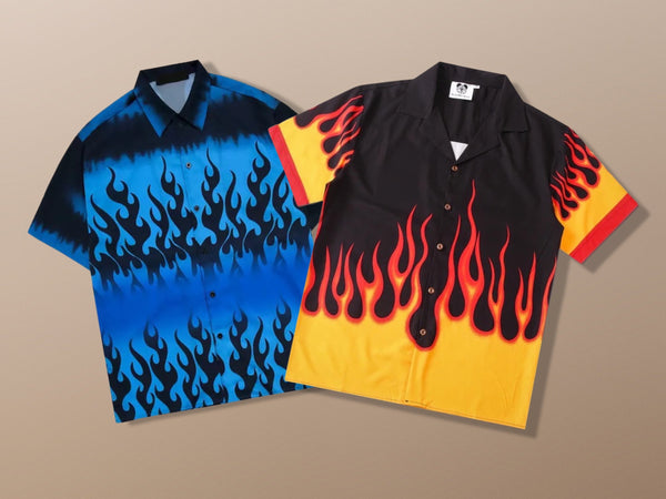 Fire Flame Harajuku Oversized Streetwear Shirt